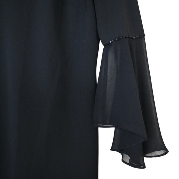 Donna Karan New York Womens 6 Elegant Black Bell Sleeve Sheath Dress - Picture 7 of 10